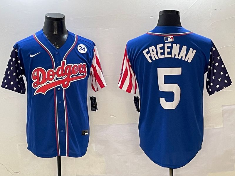 Men Los Angeles Dodgers #5 Freeman Blue a generation of national flags Joint name 2025 Nike MLB Jersey style 6